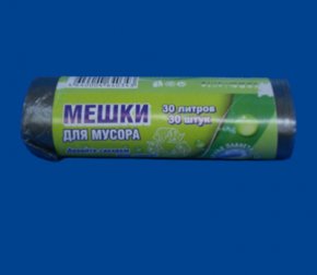 Мешки д/мусора 30л 25шт 5,6 мкм ПНД 50*60 Стандарт ромашка КВМ  (35)