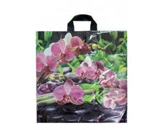 Пакет с петлевой ручкой 45*45 (70мкм) Ветка орхидеи (300/50)