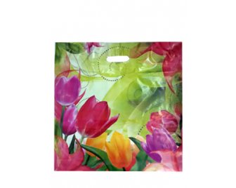 Пакет с прорубной ручкой 45*45 (70мкм) Тюльпаны (300/50)