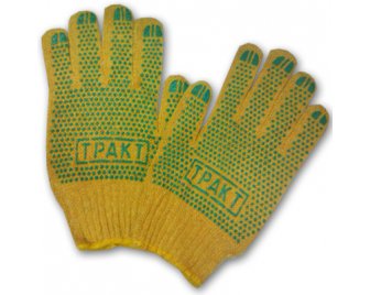 Перчатки х/б ОБЛИТЫЕ с рельефным покрытием корич/оранж (арт 300-2) (480-10)
