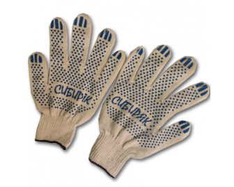 Перчатки х/б БЕЛЫЕ с ПВХ Стандарт СИБИРЯК (500/10)