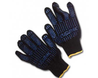 Перчатки х/б ЧЕРНЫЕ с ПВХ Плотные Сибиряк (400/10)