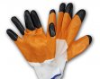 Перчатки х/б ОБЛИТЫЕ ОРАНЖ-ЧЕРНЫЕ 2-е латексное покрытие нейлон (960/12)