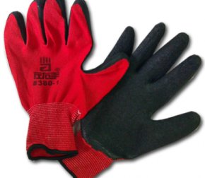 Перчатки ОБЛИТЫЕ ЧЕРНО-КРАСНЫЕ нейлон (960/10)