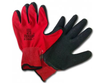 Перчатки ОБЛИТЫЕ ЧЕРНО-КРАСНЫЕ нейлон (960/10)