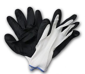 Перчатки ОБЛИТЫЕ ЧЕРНЫЕ нейлон (960/10)  (3075)