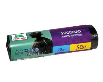 Мешки д/мусора 50л  в рулоне 20шт ПАКМАН (100)