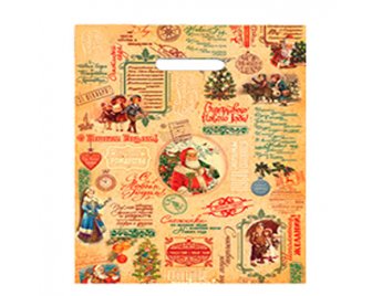 Пакет с прорубной ручкой 30*40см (35мкм) НГ Новогодняя газета (2000/50)