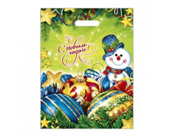 Пакет с прорубной ручкой 38*47 (60мкм)  НГ Волшебство (500/50)