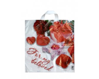 Пакет с петлевой ручкой ПНД 38*45+6 (45мкм) Розы и подарки (500/50)