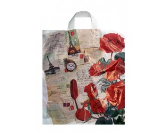 Пакет с петлевой ручкой ПНД 38*45+6 (45мкм) Письмо из Парижа (300/50)