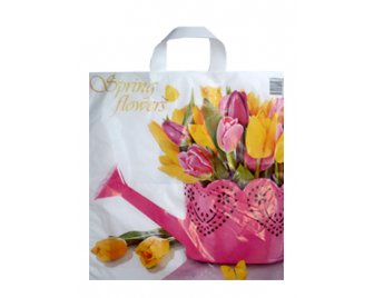 Пакет с петлевой ручкой ПНД 38*45+6 (45мкм) Весенние цеты (500/50)