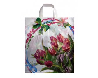 Пакет с петлевой ручкой ПНД 38*45+6 (45мкм) Корзина тюльпанов (500/50)