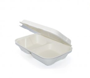 Контейнер 251*166*63 2-секционный (сахарный тростник) ланч-бокс (100/50)