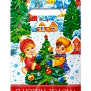 Пакет с прорубной ручкой 20*30см НГ Зимние забавы (2000/100)