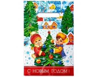 Пакет с прорубной ручкой 20*30см НГ Зимние забавы (2000/100)