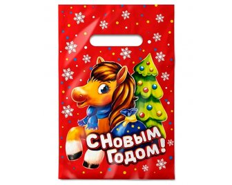 Пакет с прорубной ручкой 20*30см НГ Жеребенок (2000/100)