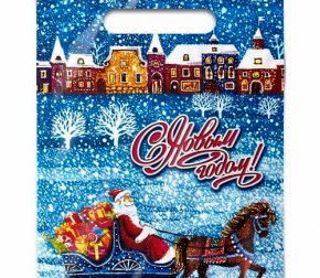 Пакет с прорубной ручкой 20*30см НГ Снегопад (2000/100)
