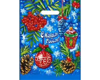 Пакет с прорубной ручкой 30*40см (30мкм) НГ Рябиновый этюд (1000/50)