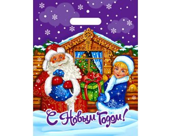 Пакет с прорубной ручкой 30*40см (30мкм) НГ С подарками (1000/50)