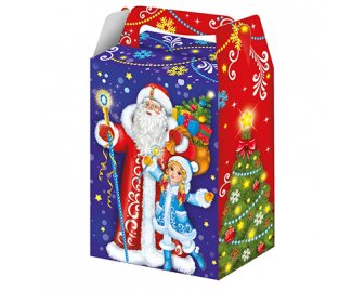 Коробка 1,0кг Дед Мороз и Снегурка  Новый год (150)