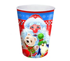 Стакан 250 мл бумажный НГ СНЕЖИНКИ синий (10шт/уп) (96)