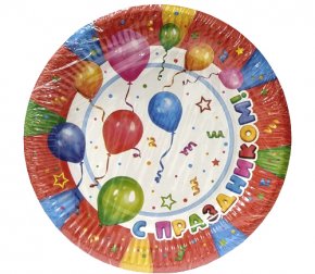 Тарелка картонная 230 мм ВЕСЕЛЫЙ ПРАЗДНИК 10шт (50)