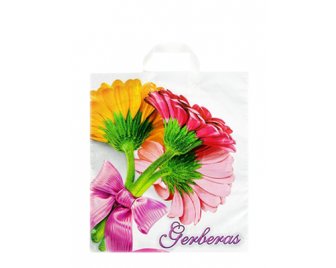 Пакет ПНД с петлевой ручкой 38*42 (40мкм) Герберы (500/50)