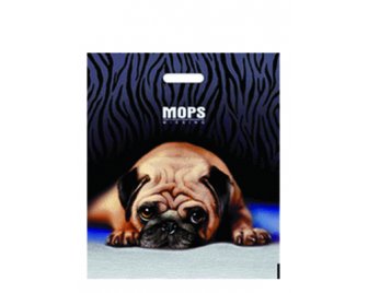 Пакет с прорубной ручкой 40*47 (45мкм) Мопс (1000/50)