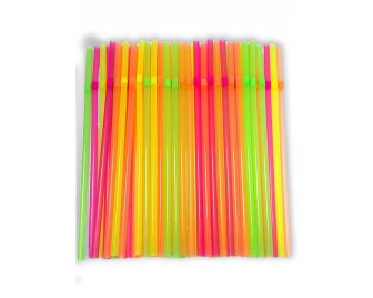 Трубочка 0,4*21см 250шт с изгибом неоновая (80)