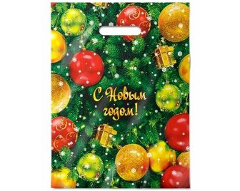Пакет с прорубной ручкой 30*40см (30мкм) НГ Ёлка (1000/50)
