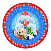 Тарелка картонная 230 мм НГ СНЕЖИНКИ бордо (10шт/уп)  (50)