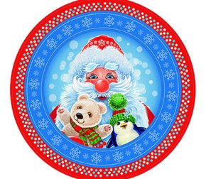 Тарелка картонная 230 мм НГ СНЕЖИНКИ бордо (10шт/уп)  (50)