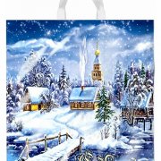 Пакет с петлевой ручкой 40*42см (45мкм) НГ Снежное царство (500/25)