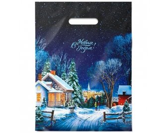 Пакет с прорубной ручкой 30*40см (30мкм) НГ Снежная дорожка (1000/50)