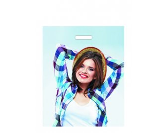 Пакет с прорубной ручкой 36*45+4 (35мкм) Девушка в шляпке (1000/50)