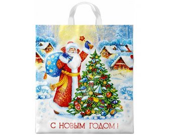 Пакет ПНД с петлевой ручкой 38*42см (40мкм) НГ Волшебный момент (500/25)