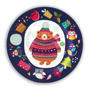 Тарелка картонная 230 мм НГ СНЕЖИНКИ синяя (10шт/уп)  (50)