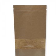 Пакет Дой-пак бумажный 135+35*225 с ЗИП замком и прозрачным окном 40мм (500/50)