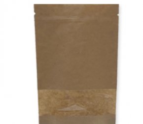 Пакет Дой-пак бумажный 135+35*225 с ЗИП замком и прозрачным окном 40мм (500/50)