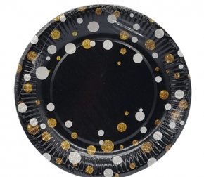 Тарелка картонная 230 мм ВЕЧЕРИНКА черная (6шт/уп) (55)