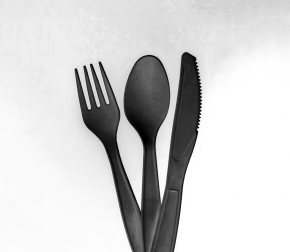 Набор №39 Вилка черная  прем, ложка черная  прем, нож черный прем , салфетка -1шт (200)