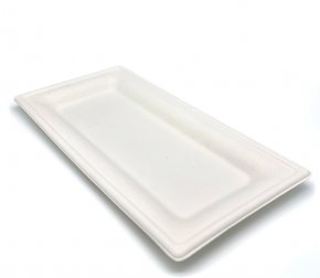 Тарелка биоразлагаемая 260*130мм прямоугольная (сахарный тростник) (500/50)  Р304