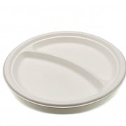 Тарелка биоразлагаемая d=225мм круглая 2-х секционная (сахарный тростник) (1000/50)  Р123