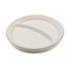 Тарелка биоразлагаемая d=225мм круглая 2-х секционная (сахарный тростник) (1000/50)  Р123