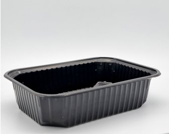 Контейнер 750мл Рифленый ДНО (186*132) Черный ПП BroPack (500/100)