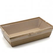 Салатник 800мл с прозрачной крышкой (120*200*45мм) DoECO Bottom 800 крафт внутри (300/50)