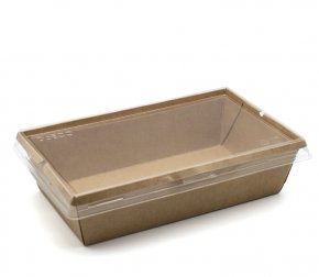 Салатник 800мл с прозрачной крышкой (120*200*45мм) DoECO Bottom 800 крафт внутри (300/50)