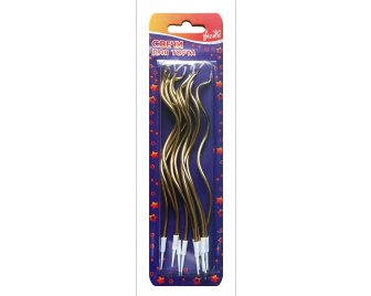 Свечи д/торта Вальс золото с подставкой 14см (10шт/уп) (24)