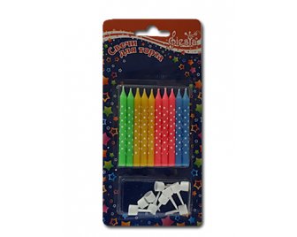 Свечи д/торта Точка Неон с подставкой (10шт/уп) (24)